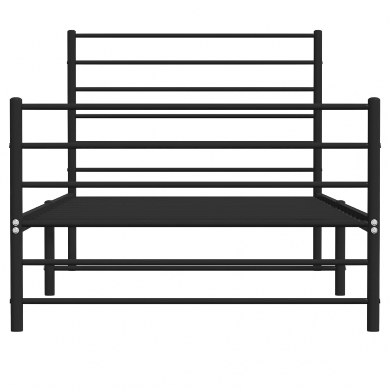Bettgestell mit Kopf- und Fußteil Metall Schwarz 107x203 cm