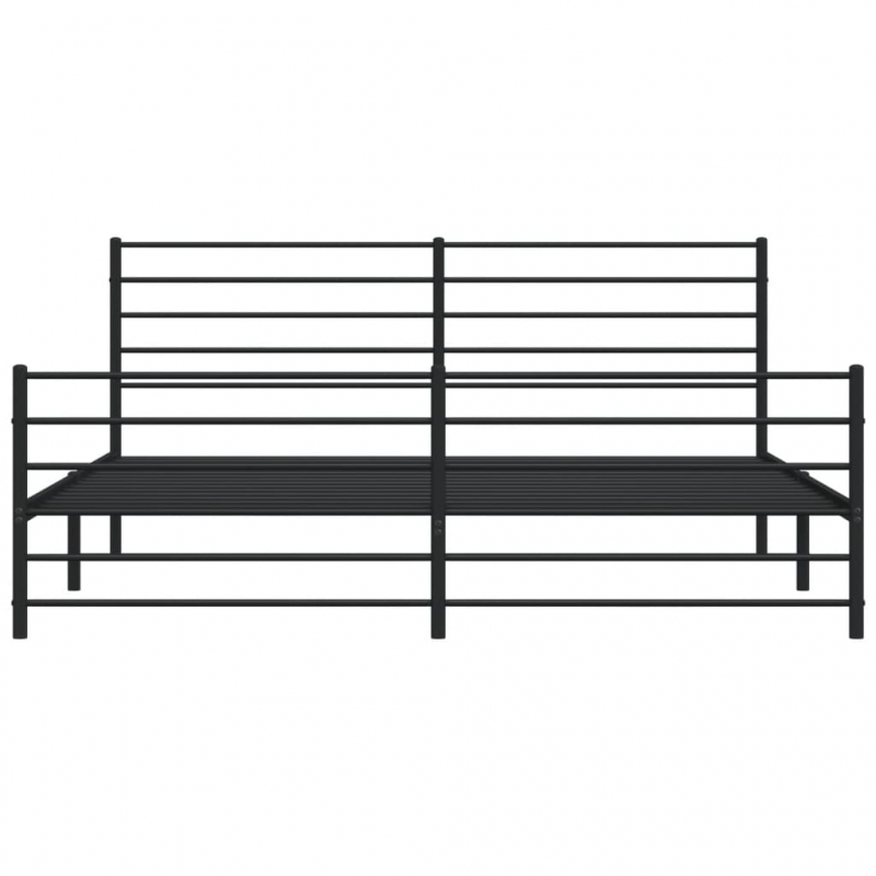 Bettgestell mit Kopf- und Fußteil Metall Schwarz 200x200 cm