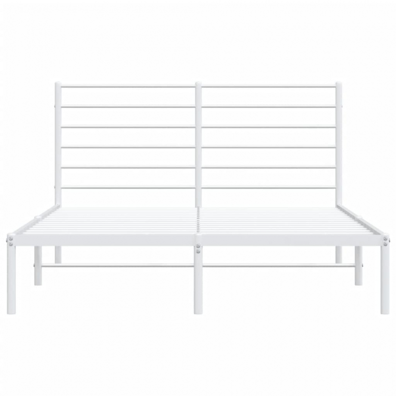 Bettgestell mit Kopfteil Metall Weiß 135x190 cm