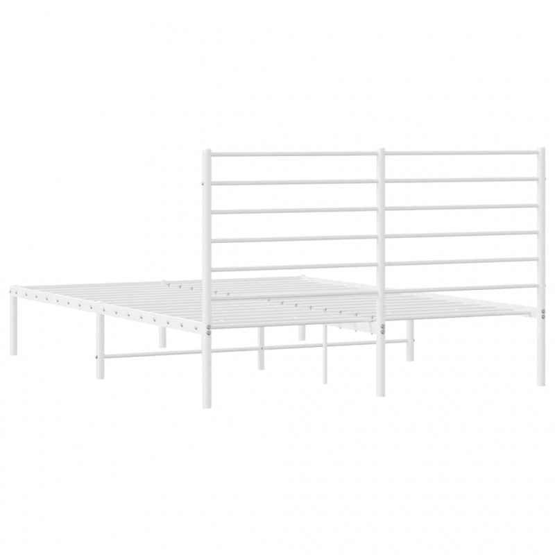 Bettgestell mit Kopfteil Metall Weiß 135x190 cm