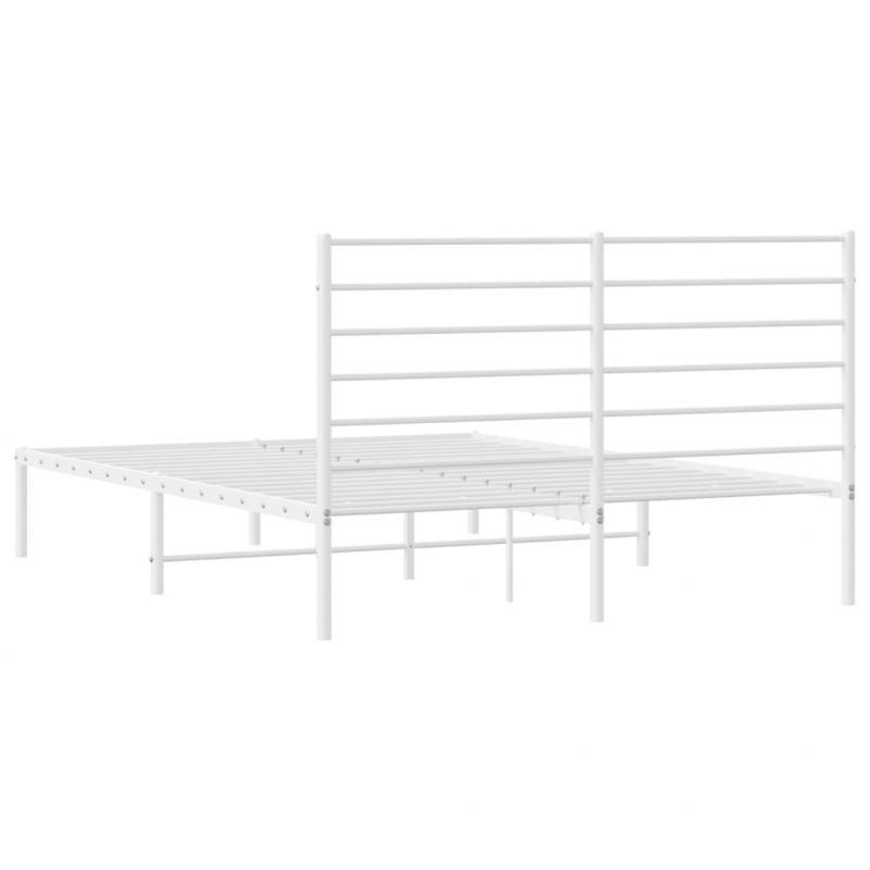 Bettgestell mit Kopfteil Metall Weiß 160x200 cm