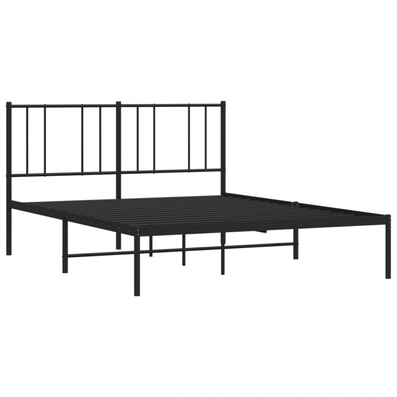 Bettgestell mit Kopfteil Metall Schwarz 150x200 cm