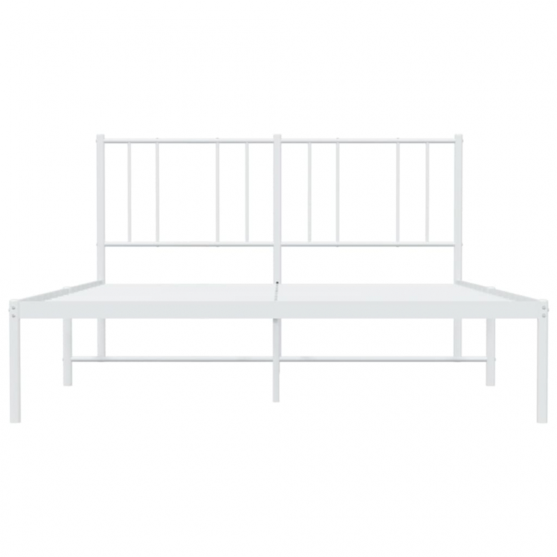 Bettgestell mit Kopfteil Metall Weiß 135x190 cm