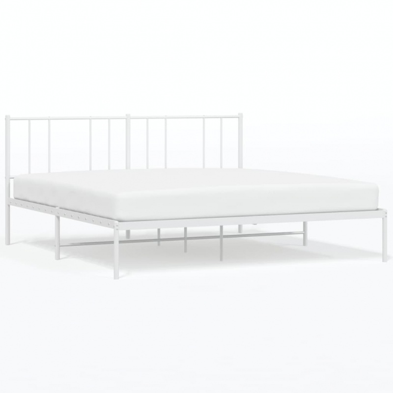 Bettgestell mit Kopfteil Metall Weiß 193x203 cm