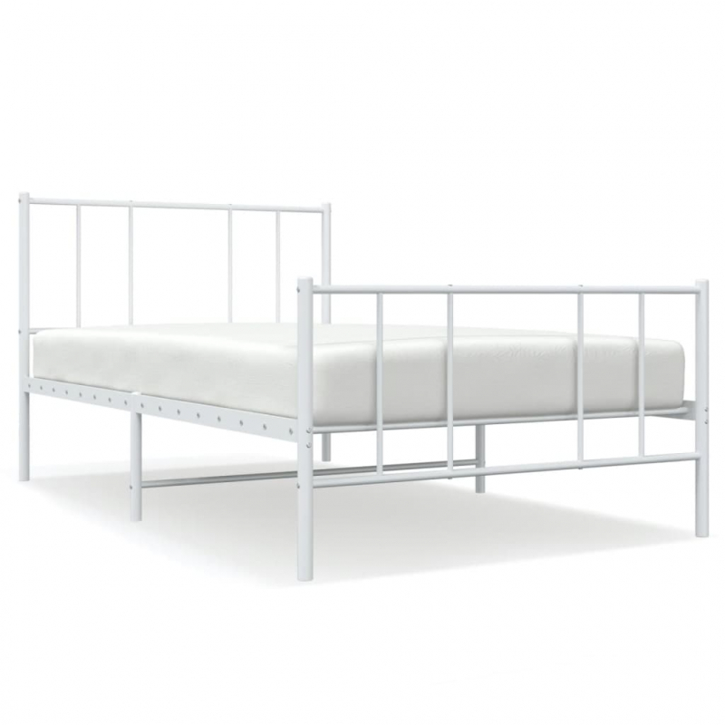 Bettgestell mit Kopf- und Fußteil Metall Weiß 75x190 cm