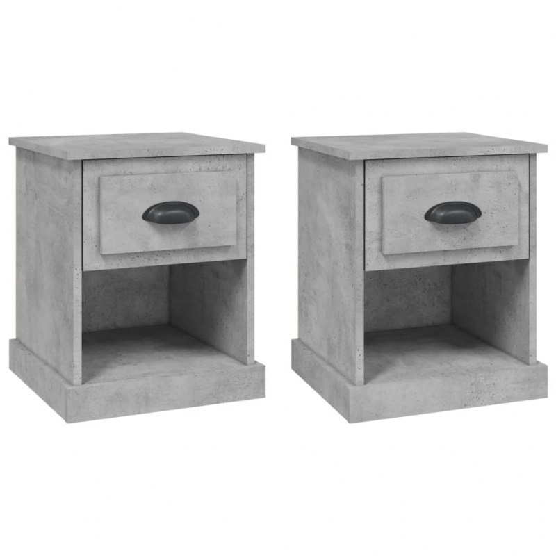 Nachttische 2 Stk. Betongrau 39x39x47,5 cm Holzwerkstoff