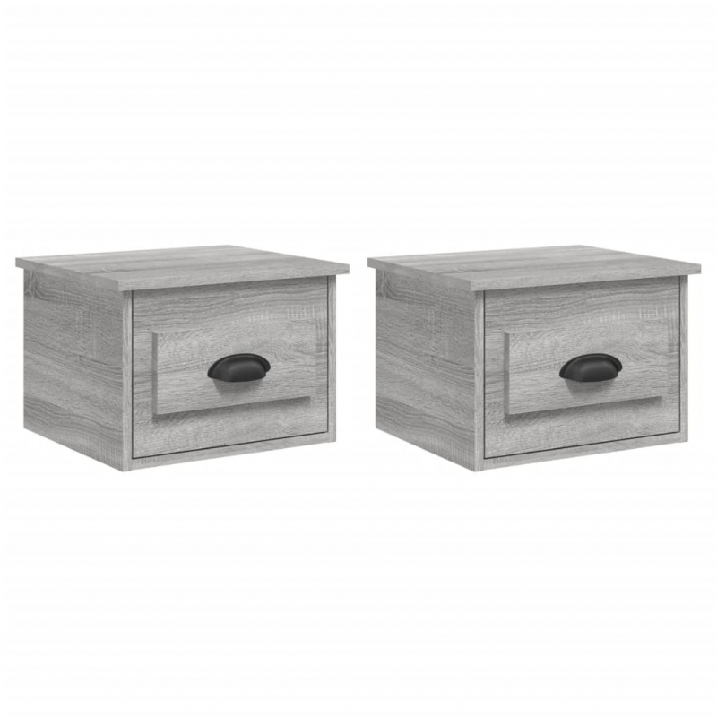 Wand-Nachttische 2 Stk. Grau Sonoma 41,5x36x28 cm