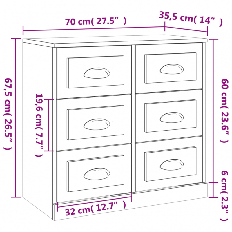 Sideboard Betongrau 70x35,5x67,5 cm Holzwerkstoff