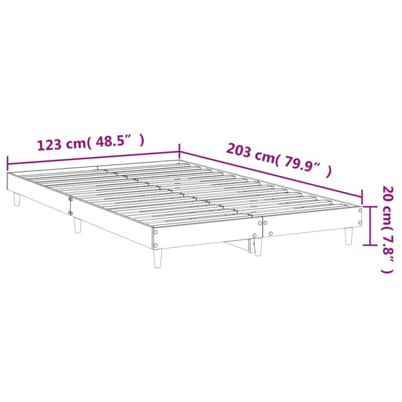 Bettgestell Betongrau 120x200 cm Holzwerkstoff