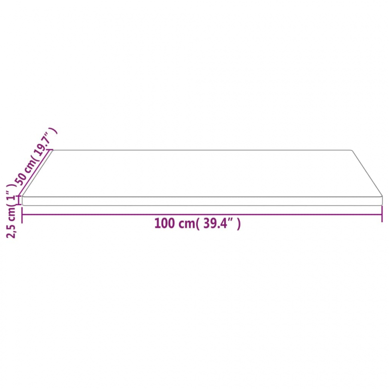 Tischplatte 100x50x2,5 cm Massivholz Kiefer Rechteckig