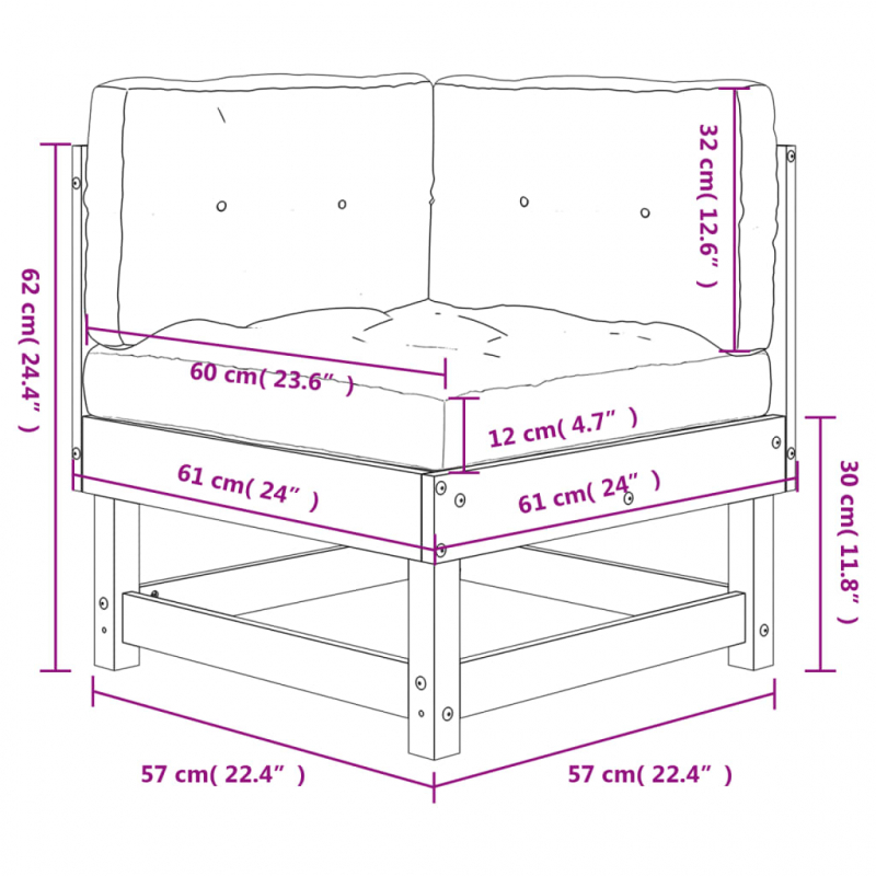 Ecksofa mit Kissen Massivholz Douglasie