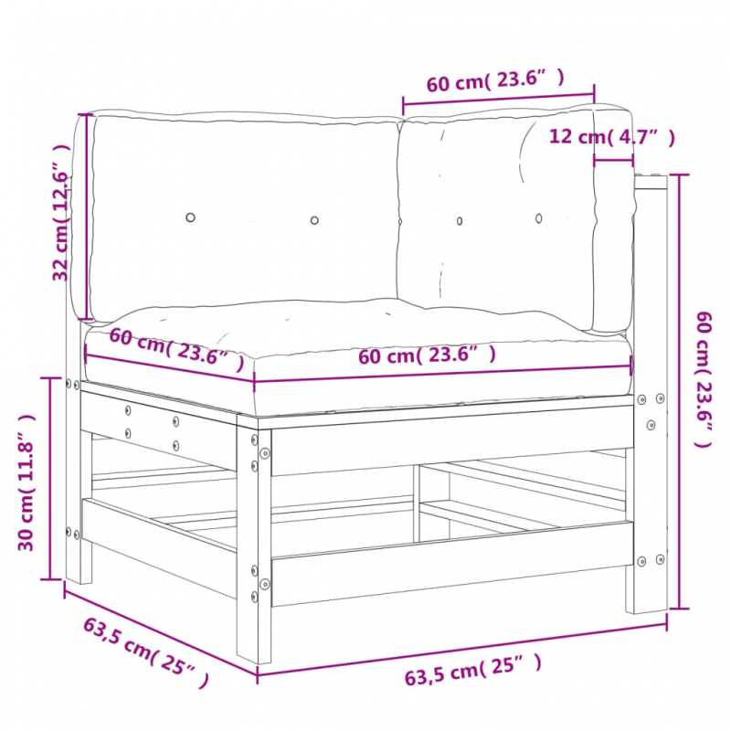 Ecksofa mit Kissen Massivholz Douglasie