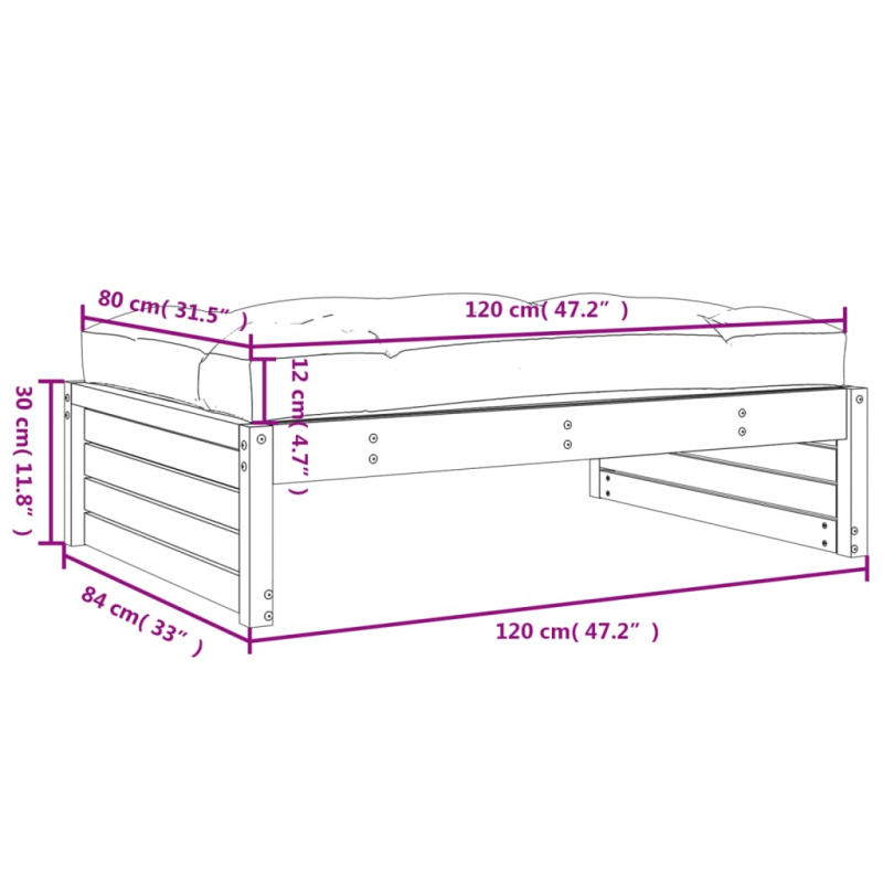 Gartenhocker 120x80 cm Massivholz Douglasie