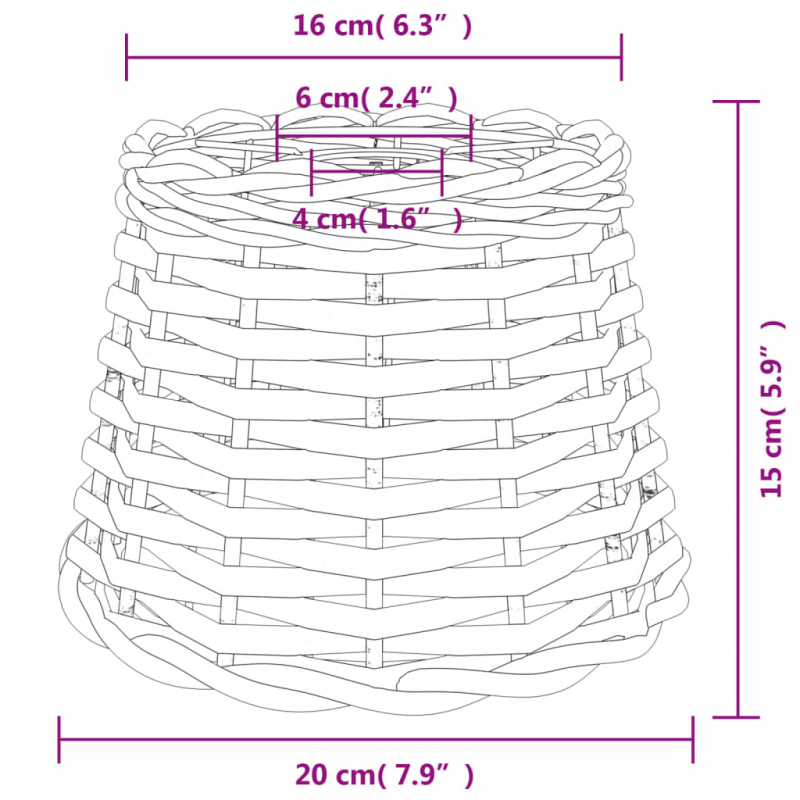 Lampenschirm Weiß Ø20x15 cm Korbweide