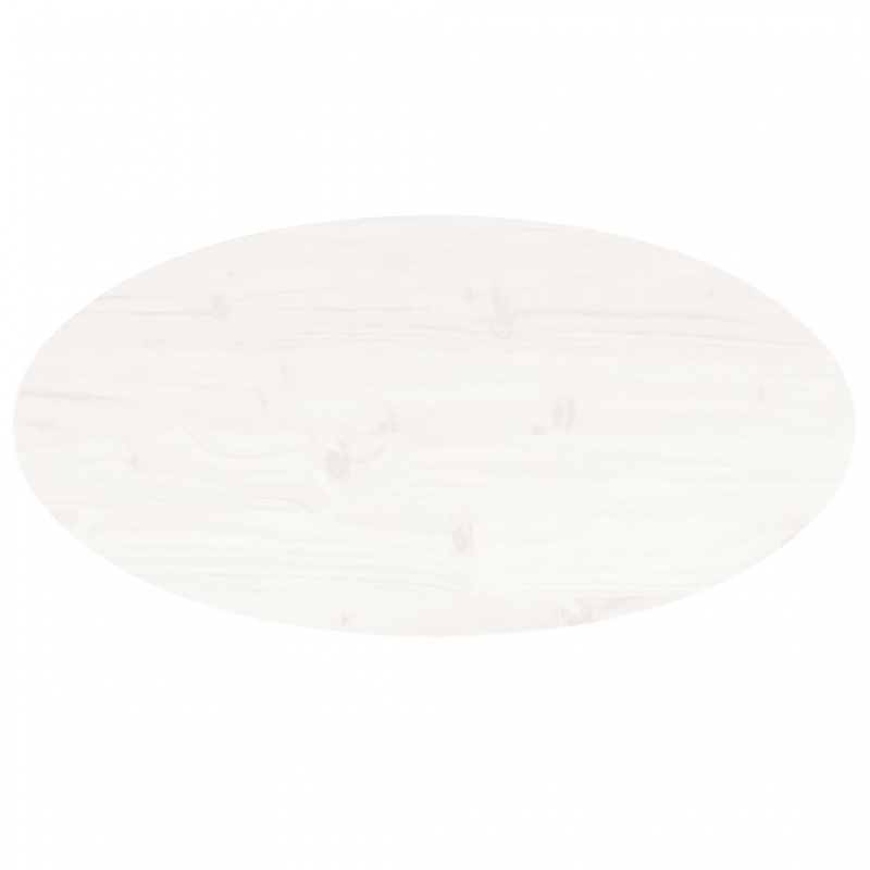 Tischplatte Weiß 70x35x2,5 cm Massivholz Kiefer Oval