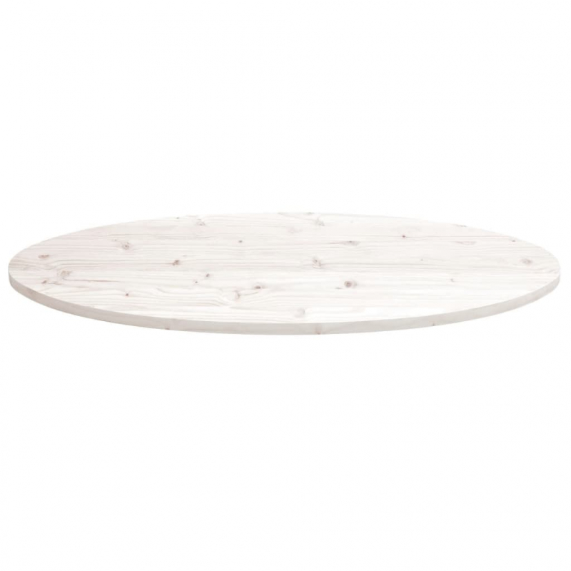 Tischplatte Weiß 100x50x2,5 cm Massivholz Kiefer Oval
