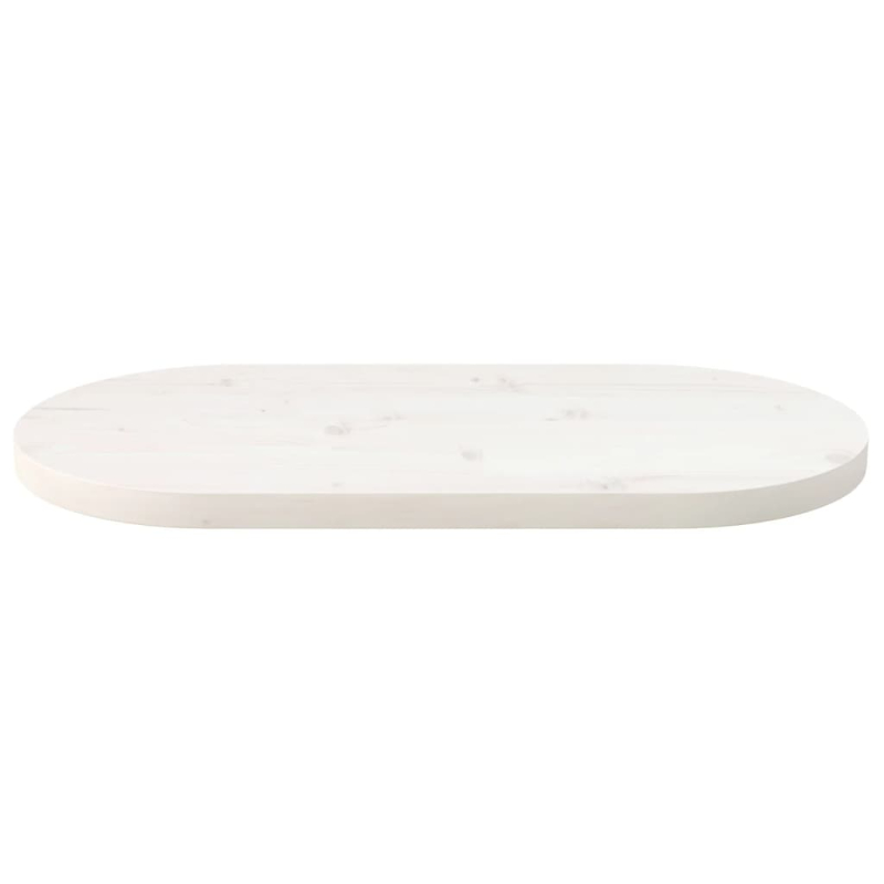 Tischplatte Weiß 80x40x2,5 cm Massivholz Kiefer Oval
