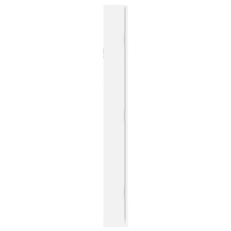 Schmuckschrank mit Spiegel Wandmontage Weiß 37,5x10x90 cm