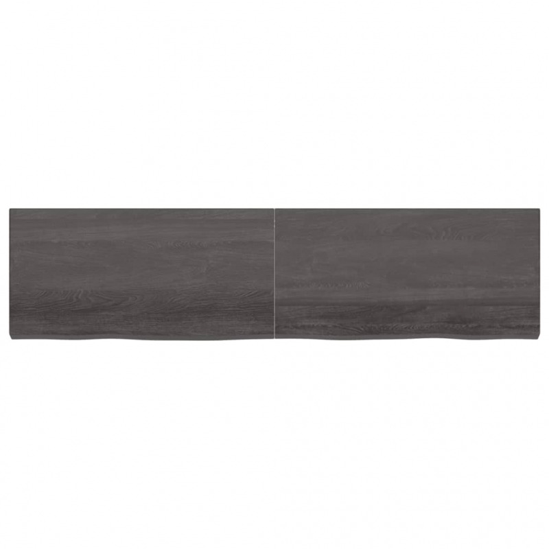 Wandregal Dunkelbraun 200x50x(2-6)cm Massivholz Eiche Behandelt