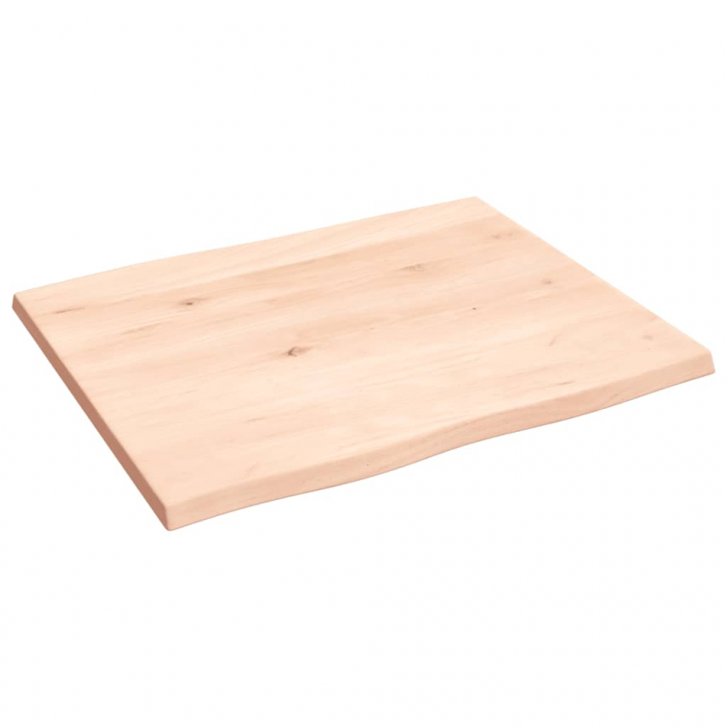 Tischplatte 60x50x2 cm Massivholz Eiche Unbehandelt Baumkante