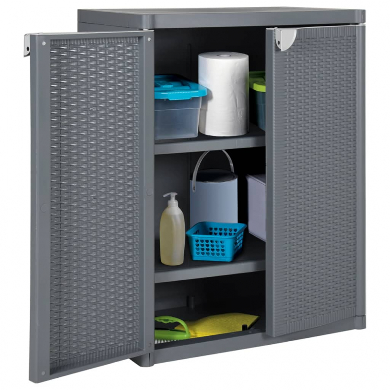 Gartenschrank Grau 65x45x88 cm PP Rattan-Optik