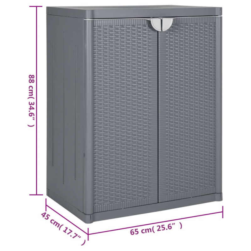 Gartenschrank Grau 65x45x88 cm PP Rattan-Optik