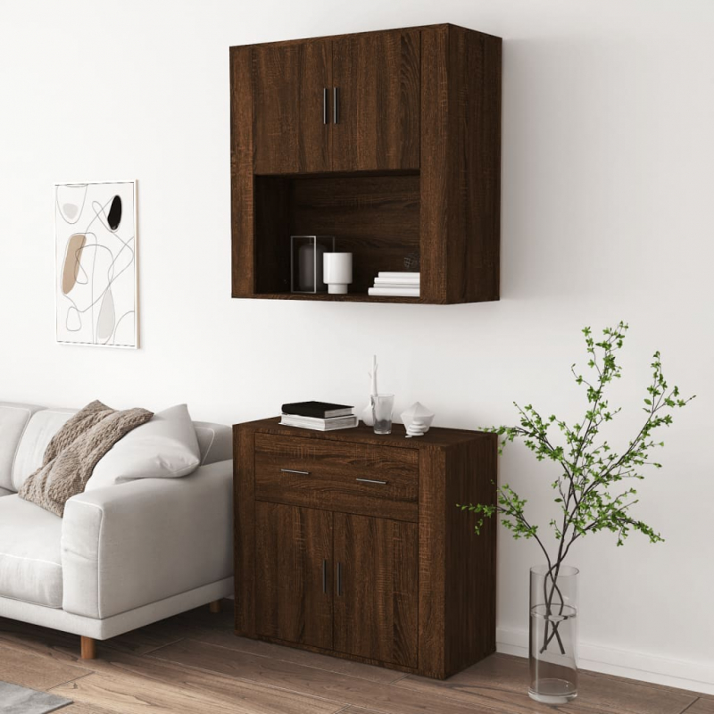 Highboard Braun Eichen-Optik Holzwerkstoff
