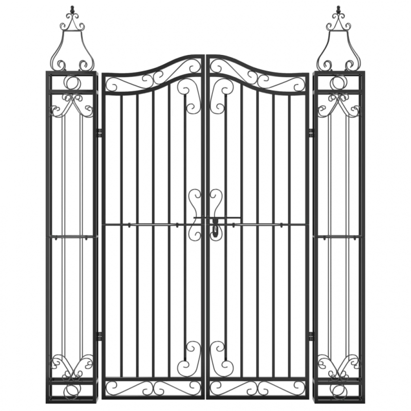 Gartentor Schwarz 121x8x150 cm Schmiedeeisen