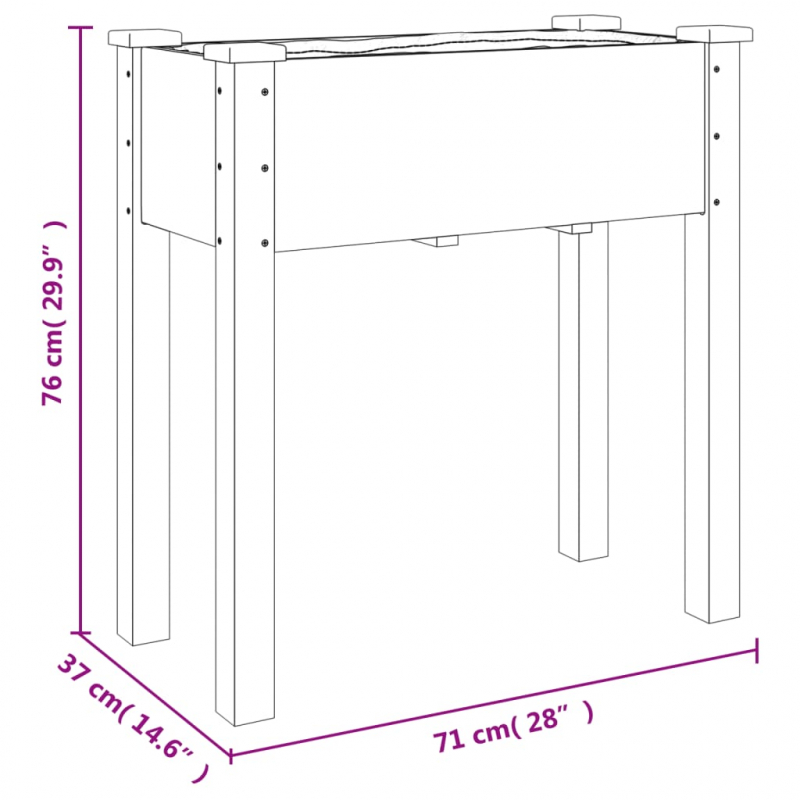 Pflanzkübel mit Einsatz Braun 71x37x76 cm Massivholz Tanne