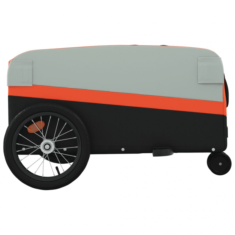 Fahrradanhänger Schwarz und Orange 45 kg Eisen