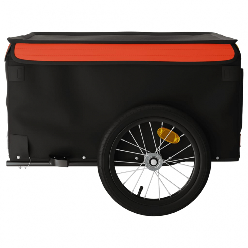 Fahrradanhänger Schwarz und Orange 45 kg Eisen