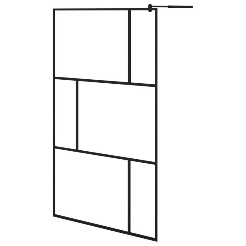 Duschwand mit Ablage für Walk-In-Dusche Schwarz 115x195 cm ESG