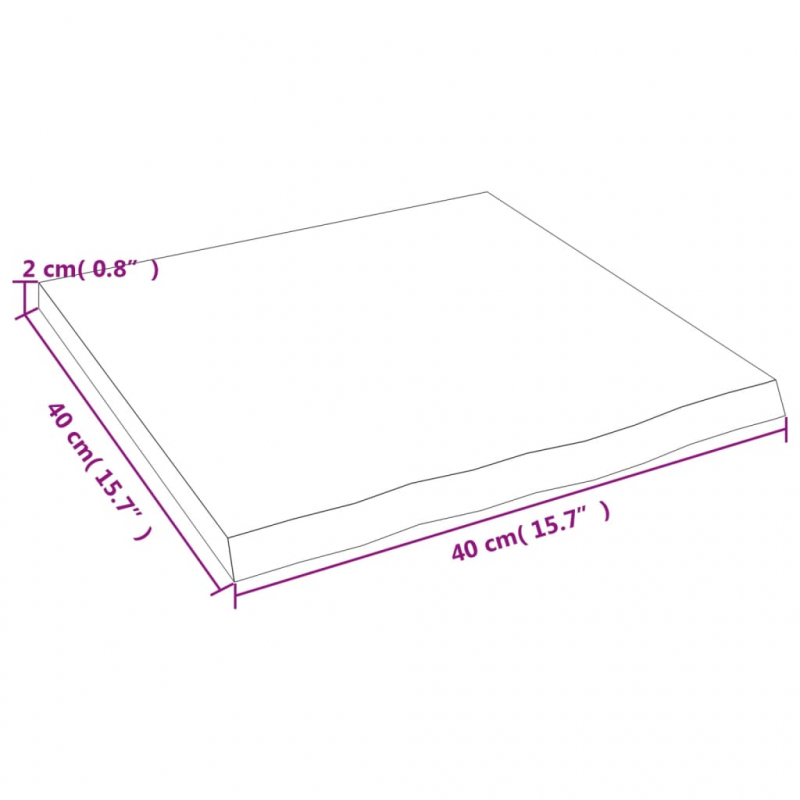 Waschtischplatte 40x40x2 cm Massivholz Unbehandelt