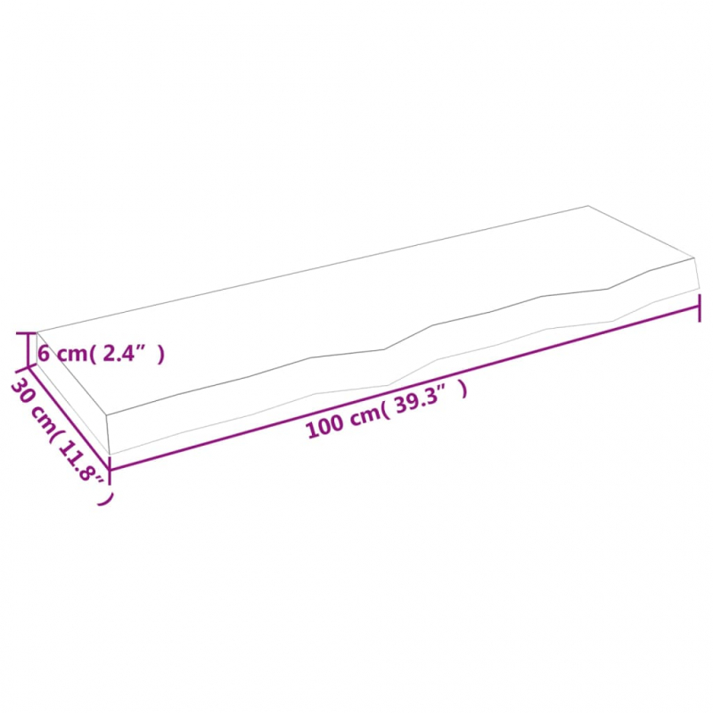 Waschtischplatte 100x30x(2-6) cm Massivholz Unbehandelt