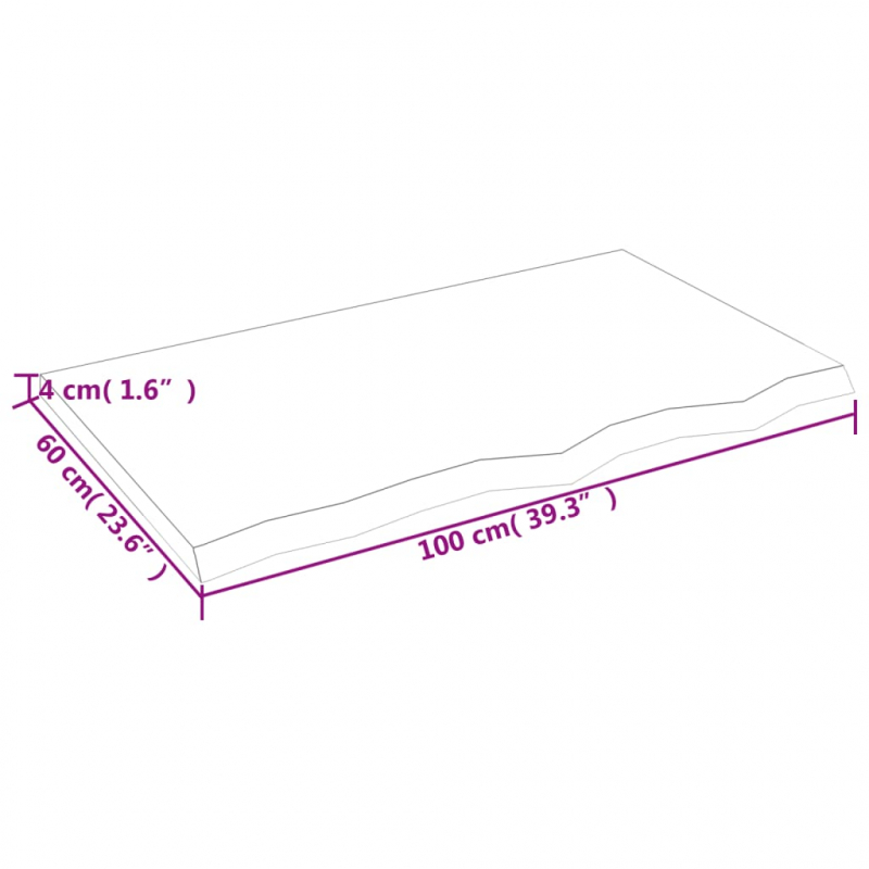 Waschtischplatte 100x60x(2-4) cm Massivholz Unbehandelt