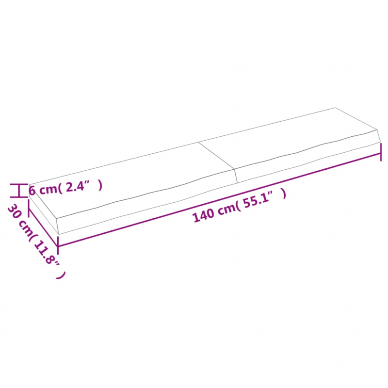 Waschtischplatte 140x30x(2-6) cm Massivholz Unbehandelt