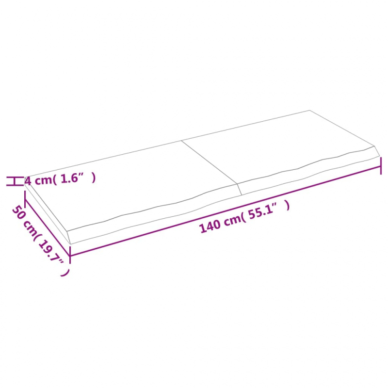 Waschtischplatte 140x50x(2-4) cm Massivholz Unbehandelt