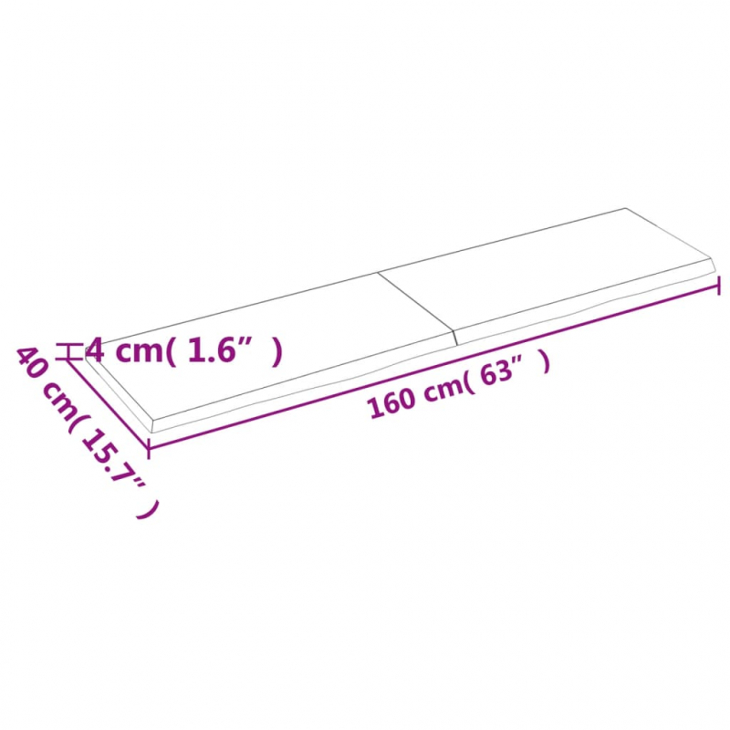 Waschtischplatte 160x40x(2-4) cm Massivholz Unbehandelt