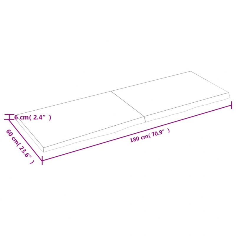 Waschtischplatte 180x60x(2-6) cm Massivholz Unbehandelt