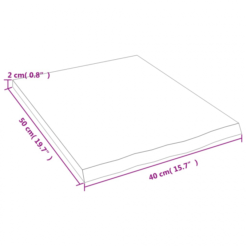 Waschtischplatte Hellbraun 40x50x2 cm Massivholz Behandelt