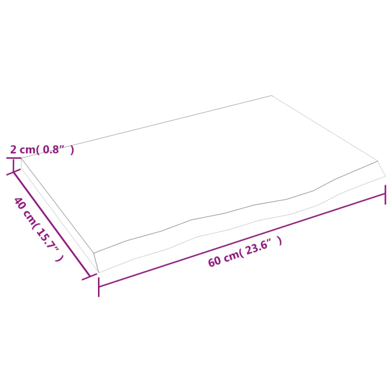 Waschtischplatte Hellbraun 60x40x2 cm Massivholz Behandelt
