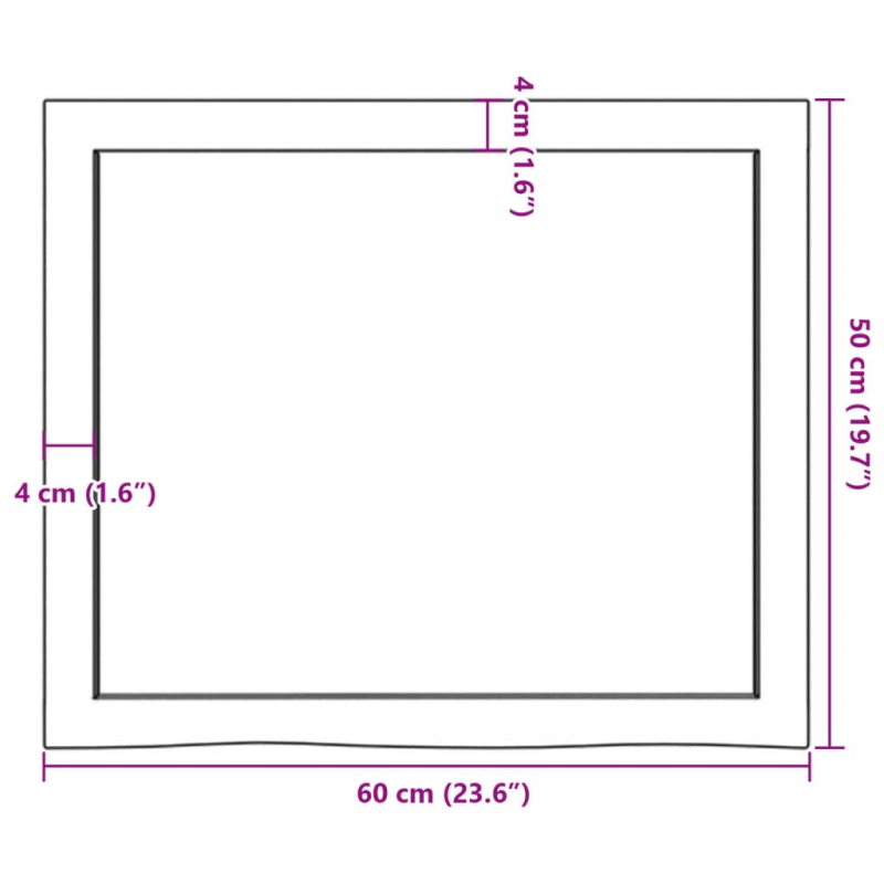 Waschtischplatte Hellbraun 60x50x(2-4) cm Massivholz Behandelt