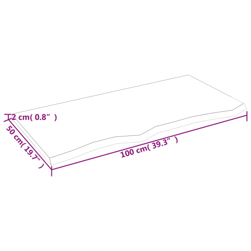 Waschtischplatte Hellbraun 100x50x2 cm Massivholz Behandelt