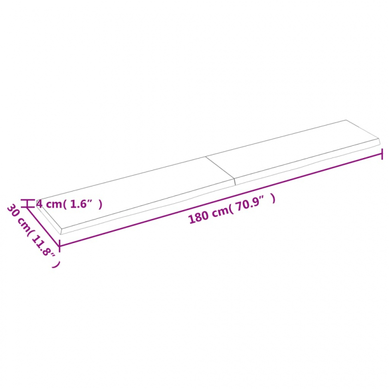 Waschtischplatte Hellbraun 180x30x(2-4) cm Massivholz Behandelt