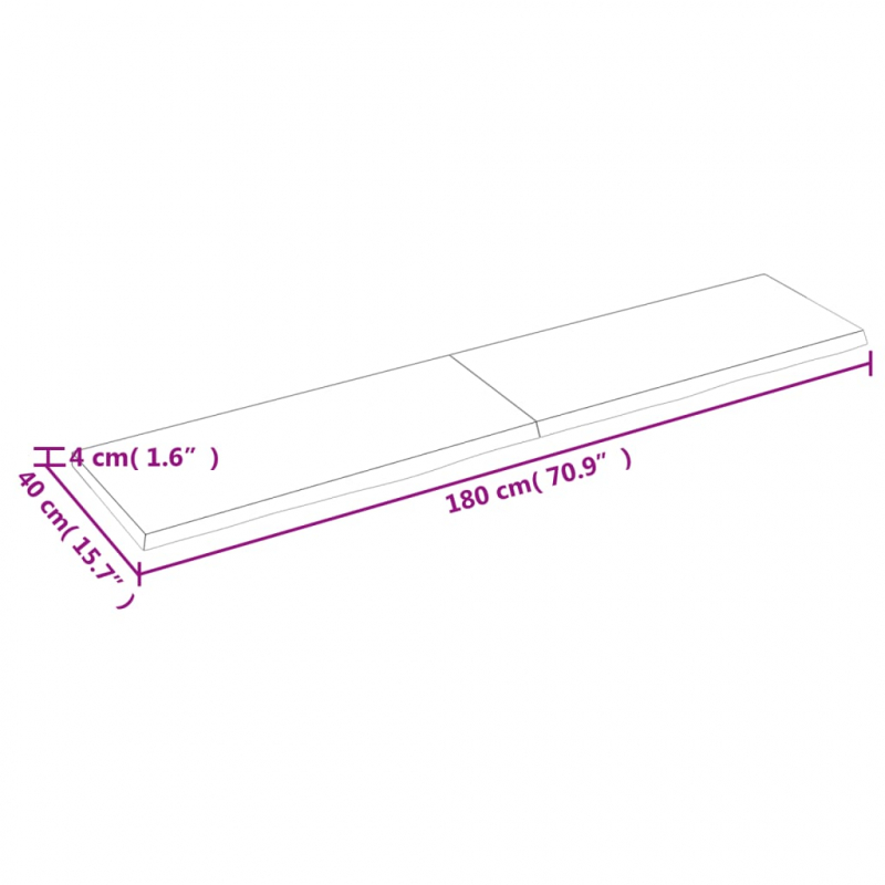 Waschtischplatte Hellbraun 180x40x(2-4) cm Massivholz Behandelt