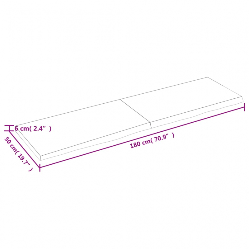 Waschtischplatte Hellbraun 180x50x(2-6) cm Massivholz Behandelt