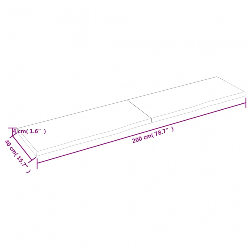 Waschtischplatte Hellbraun 200x40x(2-4) cm Massivholz Behandelt