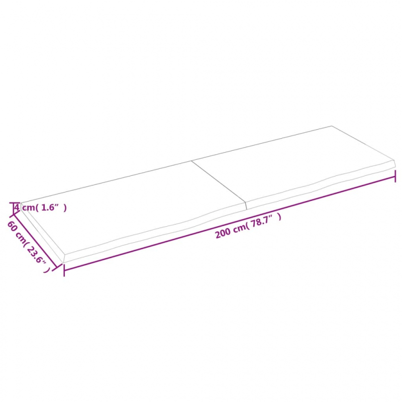 Waschtischplatte Hellbraun 200x60x(2-4) cm Massivholz Behandelt