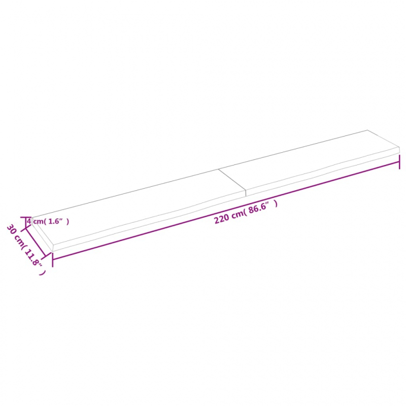 Waschtischplatte Hellbraun 220x30x(2-4) cm Massivholz Behandelt