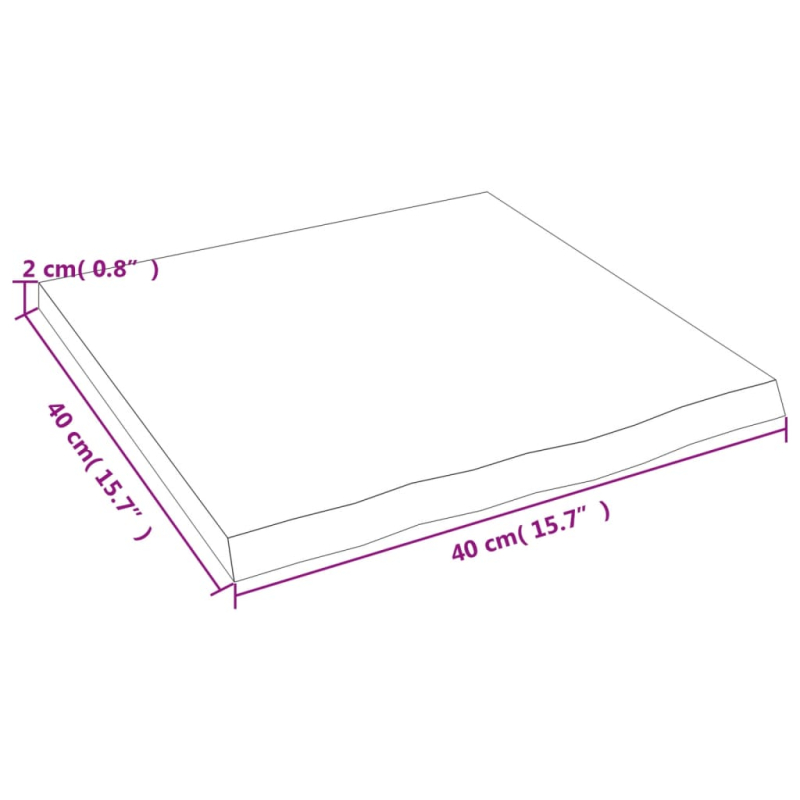 Waschtischplatte Dunkelbraun 40x40x2 cm Massivholz Behandelt